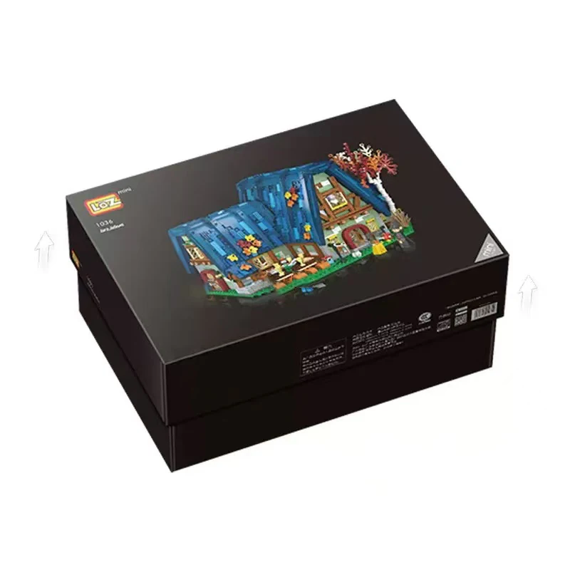 LOZ juguetes y regalos navideños para niños, adornos de modelo de construcción de casa de madera retro, juguetes de bloques de construcción, escenas de calle de juguete DIY