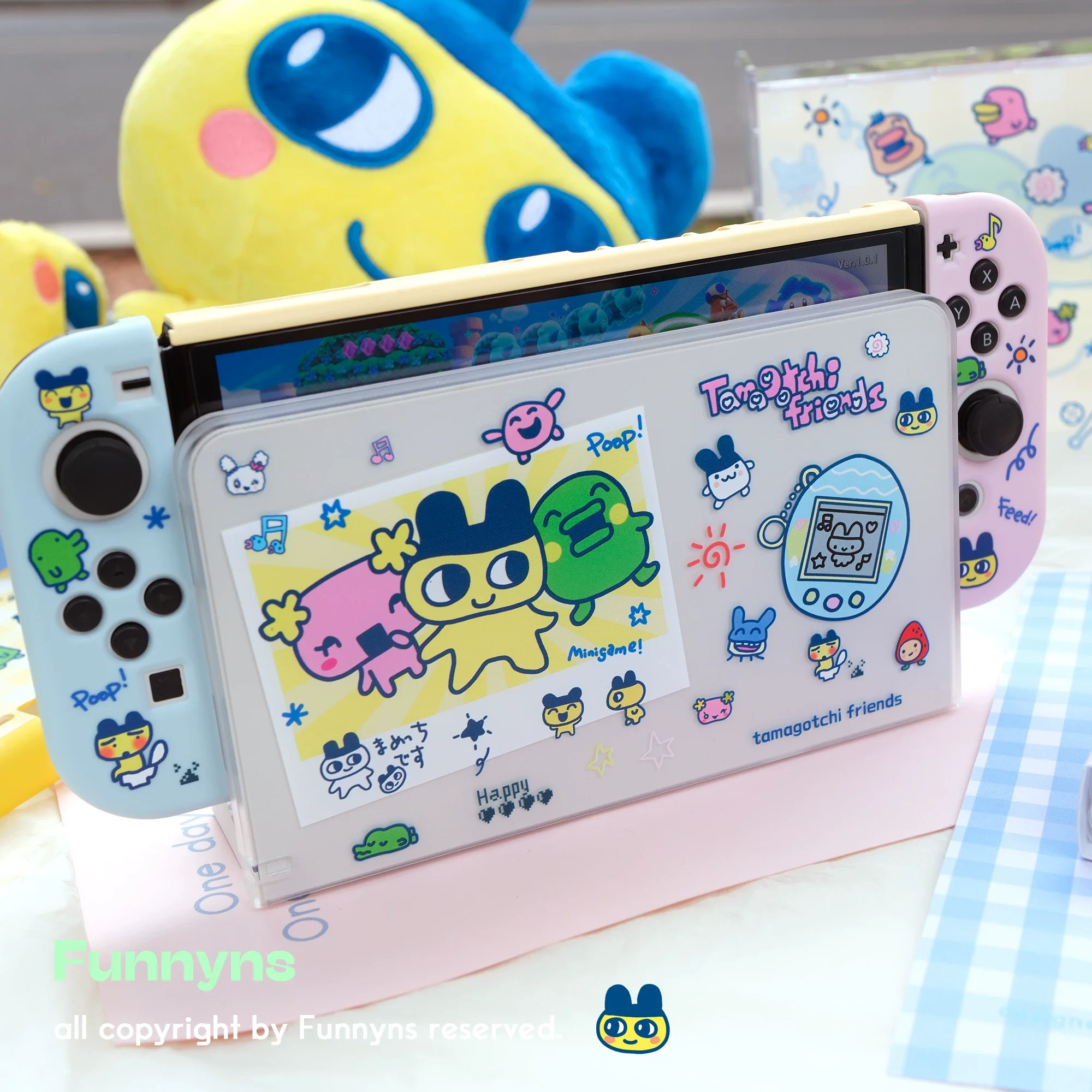 غطاء حماية كرتوني متباين الألوان من Tamagotchi لجهاز Switch OLED Lite Series ملحقات الألعاب NS Shell تصميم لطيف