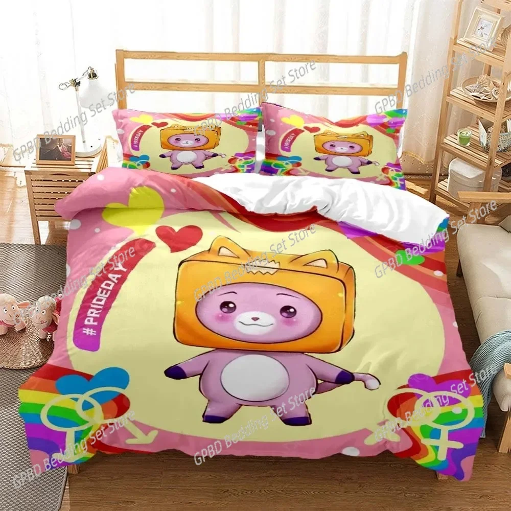 Lankybox Foxy Boxy Cute Cartoon 3D NEW Duvet Cover Pillowcase Bedding Set Adult Boy Girl Bedroom Decoration Single Double Large