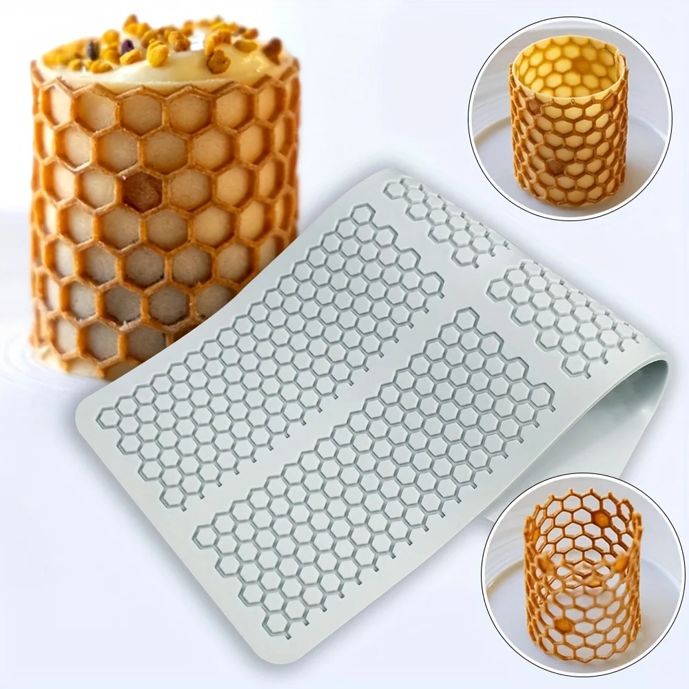 Almofadas de silicone em forma de favo de mel, artesanato de açúcar, qualidade alimentar, bolo, tapete de renda, faça você mesmo, chip de chocolate, sobremesa, ferramenta de decoração, molde de bolo fondant