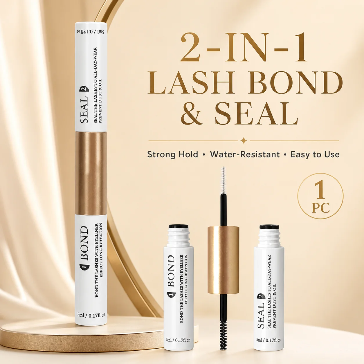 2-in-1 Bond- und Seal-Wimpernkleber, langanhaltend, wasserfest, für Einzelwimpern und Wimpernbüschel