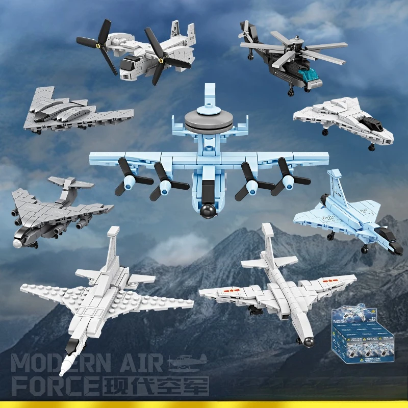 

Военные конструкторы 9-в-1: Набор-сюрприз «Истребитель-вертолет» для сборки, развивающая игрушка-конструктор для детей, праздничный подарок