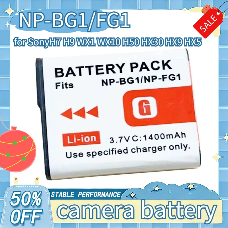 

NP-BG1/FG1 for Sony H7 H9 WX1 WX10 H50 HX30 HX9 HX5 3.7V 1400mAh Cameras Battery