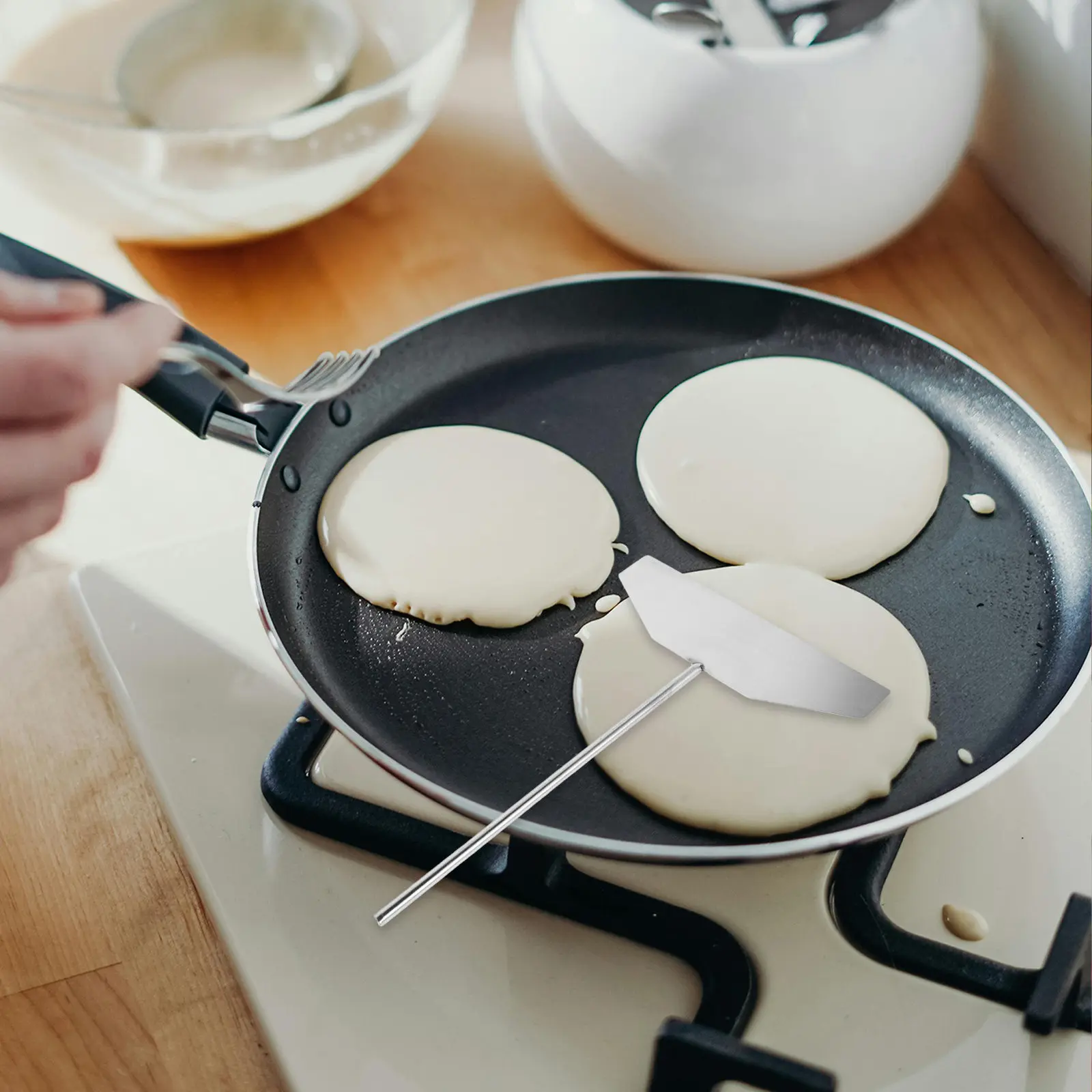 Stainless Steel Pancake Tool Set Crepe Spatula Scraper Kitchen Gadget Pancake Turner Egg Flipper Cooking Utensil