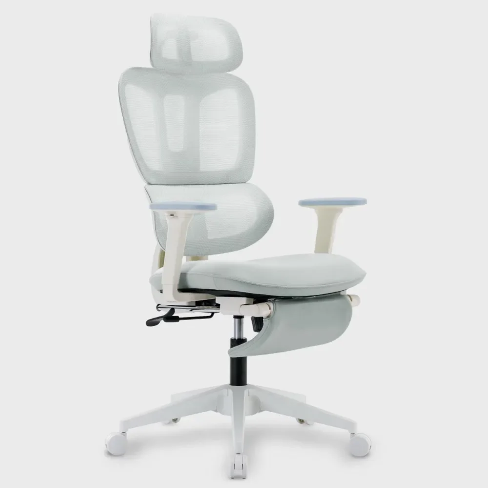 

Foldable Ergonomic Office Chair with Pedals, 2D Headrest, Sponge Seat, Adjustable Waist Support, 2D Armrests, Office Desk Chairs