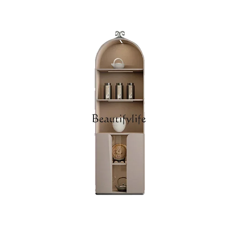 

ld 38 Light luxury wine cabinet against the wall Customized storage room hall Modern fashion double door Italian glass bookcase