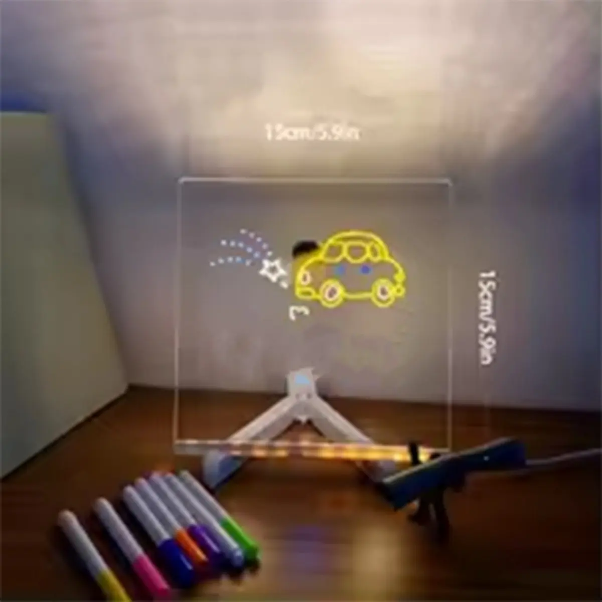 AA14 LED Note Board with Colors, 2025 Glowing LED Drawing Board for Kids, LED Not Board with Stand and 7 Color Markers S