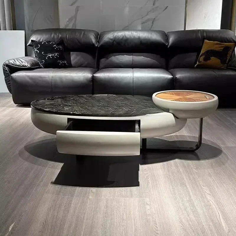 Natural platinum diamond luxury stone coffee table Italian light luxury home  modern designer creative high-end coffee table