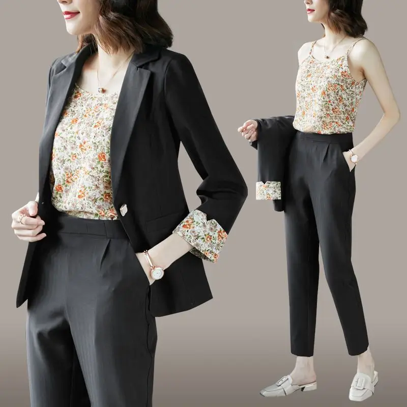 

Women Elegant Professional Suit Three Piece Set Spring Autumn Fashion 2026 Slimming Jacket Workwear Outfit