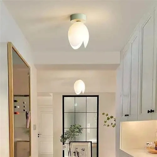Creative Bell Orchid Ceiling Lamp Entrance Hallway Lamp Nordic Warm Romantic Pastoral Balcony LED Lamp G9 One Head Three Heads