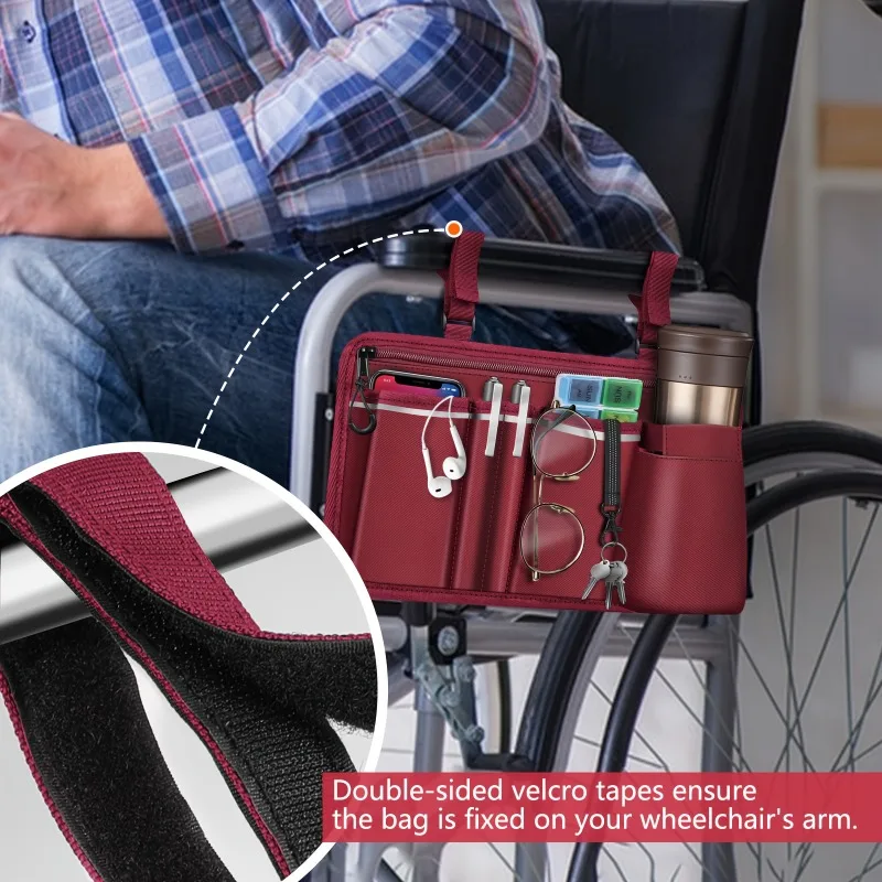 1PCS Durable Polyester Wheelchair Storage Bag - Outdoor Armrest Pouch & Portable Multi-Function Seat Storage Bag