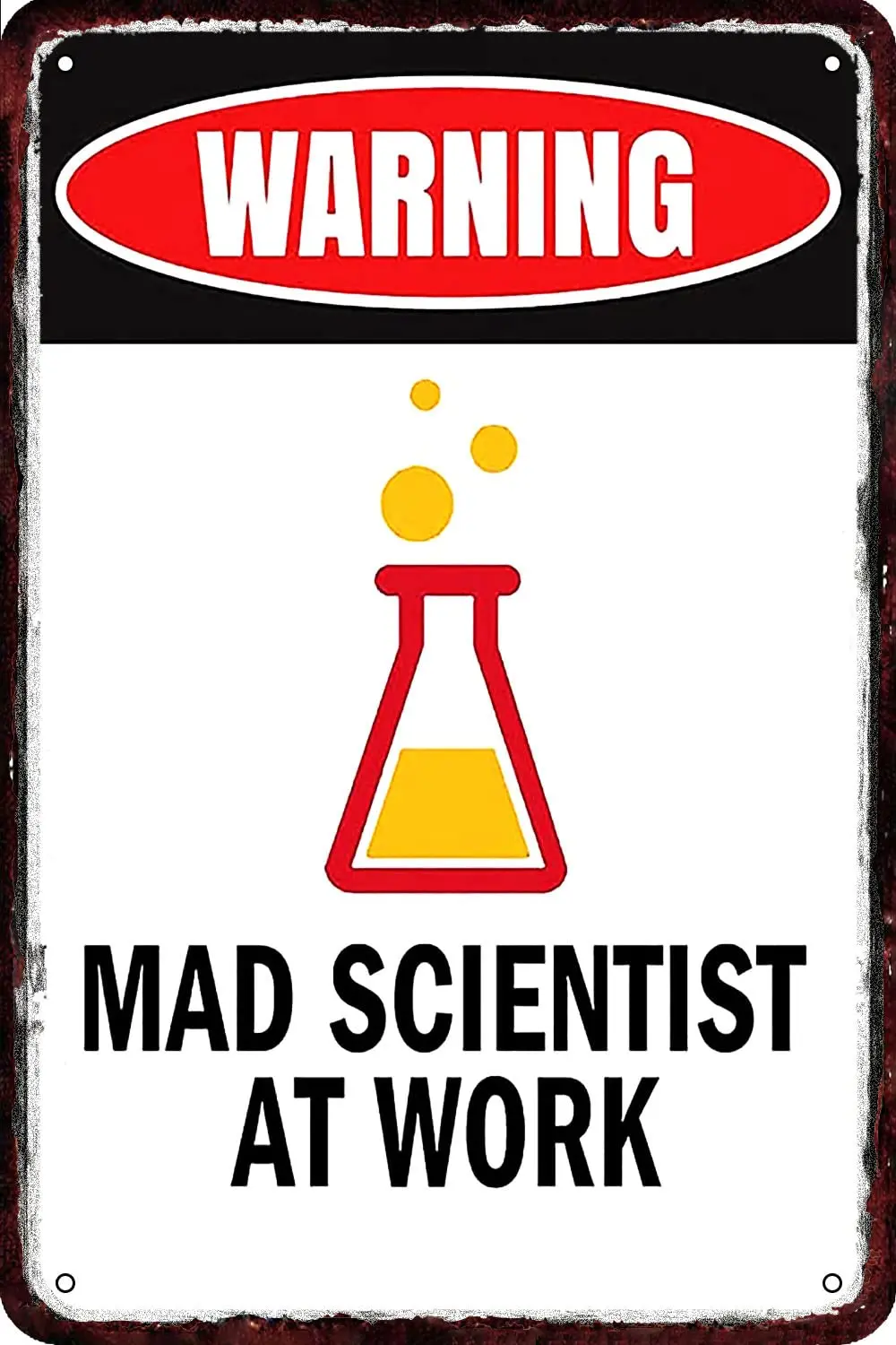 Mad Scientist Decorations Vintage Metal tin Sign Wall Decor Retro Art Funny Decorations for Home Man Cave bedroom 8x12 Inch