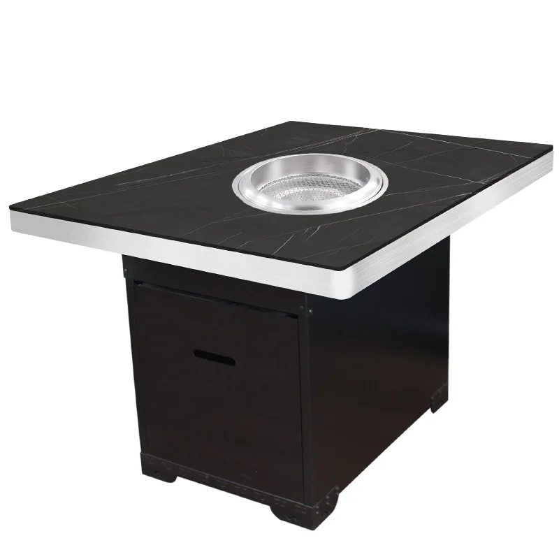 Indoor Stainless Steel Smokeless Korean BBQ Table Gas Grill with Exhaust System Easily Assembled Cleaned for Commercial Home Use