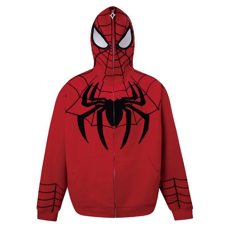 Cosplay Spiderman Full Zip Up Hoodies 3D Print Superhero Men Women Avengers Cosplay Costume Y2k Gothic Hooded Sweatshirt Jackets