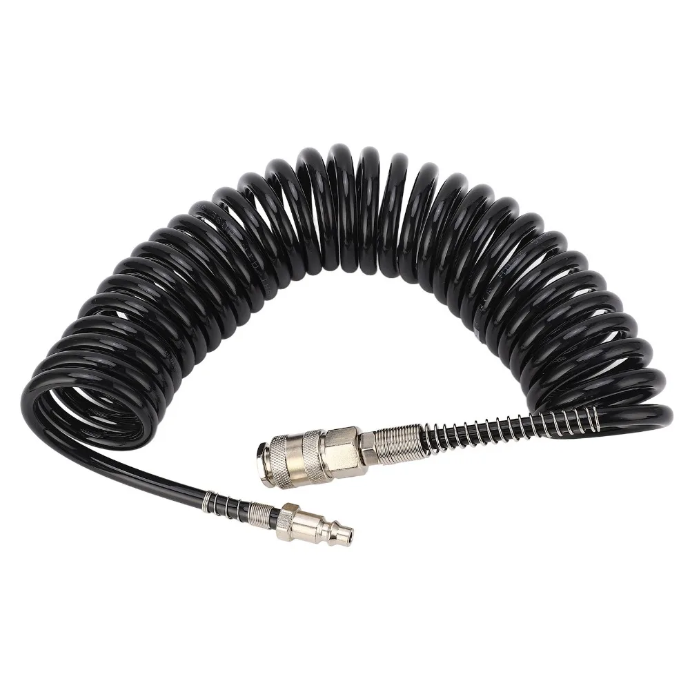 

Steel + PU Coiled Air Hose Coiled Pressure Resistant Flexible Coiled Air Hose Universal Solid Brass Coupler