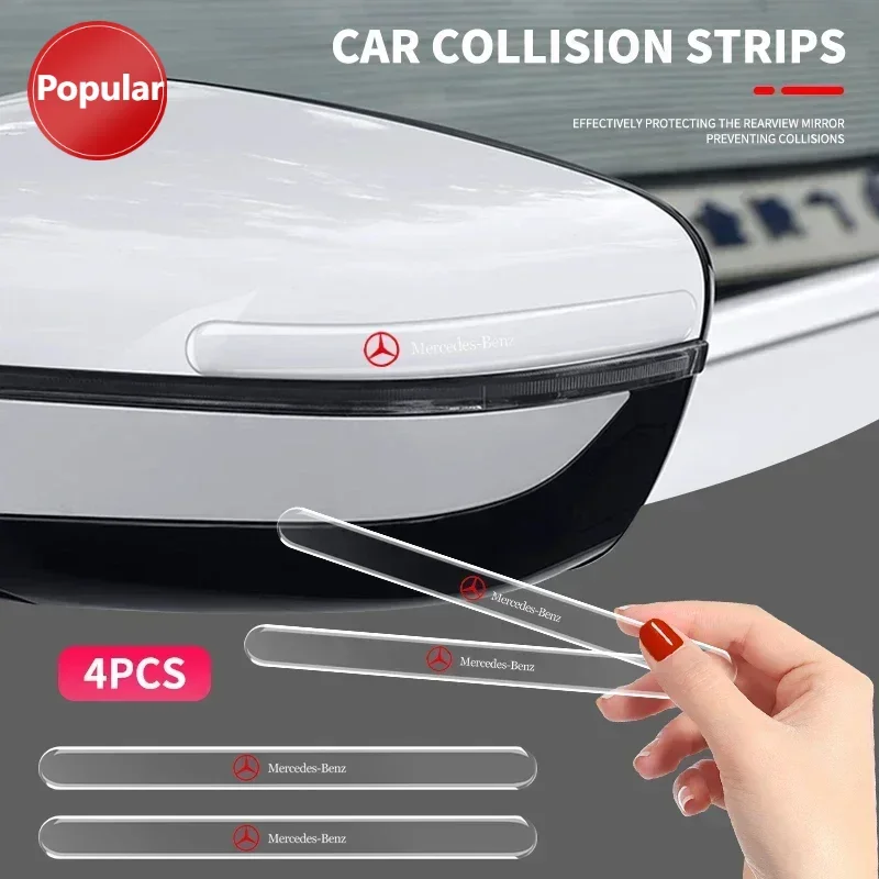 

# 4 шт. прозрачные защитные наклейки на край двери автомобиля, полоса для предотвращения столкновений для Mercedes Benz B/C/E/S Class A Class C200L GLC GLE CLA