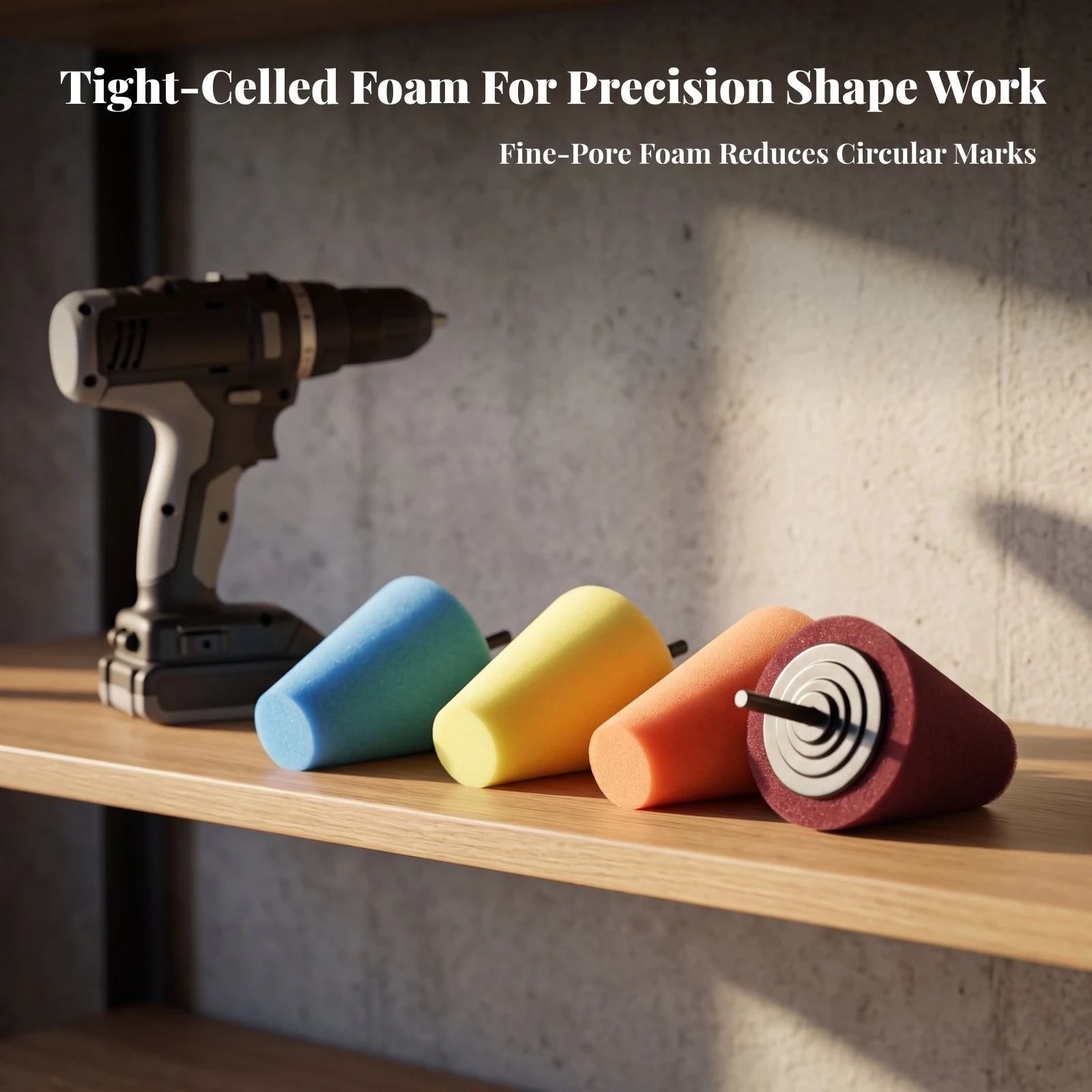 4 Pieces Foam Polishing Cone Stable Polishing Cone Sponge Tapered Sponge Polisher Accurate Drill Polisher High-Toughness