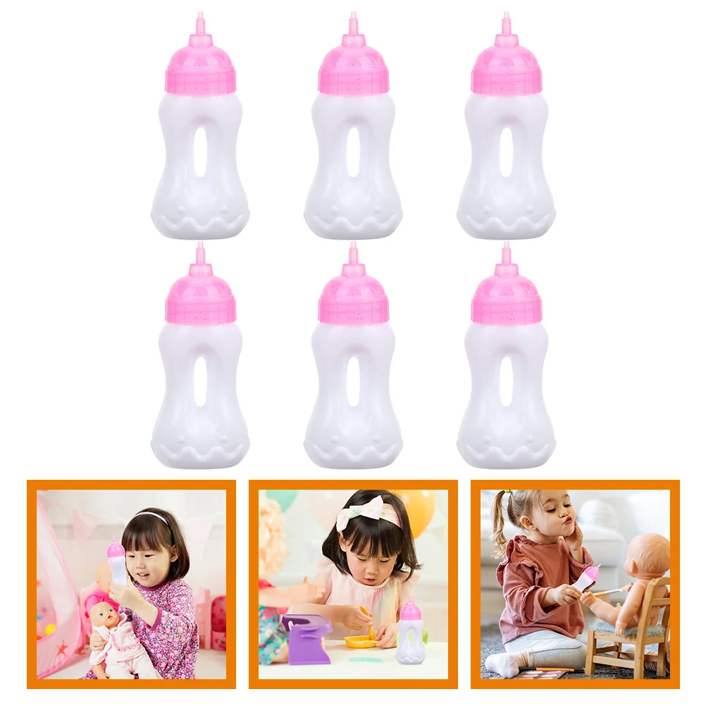 

6 Pcs Feeding Bottle Baby Shower Party Favors Juice Bottles Reborn House Miniature Milk Pp Accessories Toy Mother