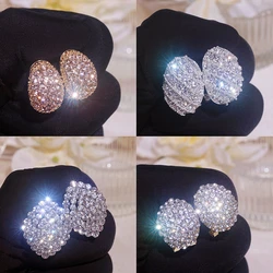 Accesorios de joyería clásicos para fiesta de boda, pendientes geométricos femeninos, aretes de lujo brillantes con diamantes de imitación de cristal para mujer
