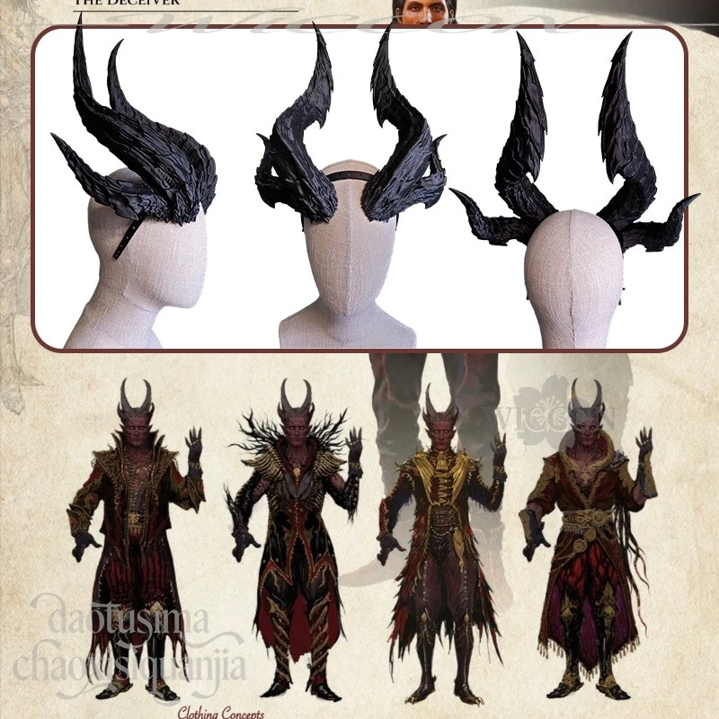 

Anime Game Bg3 Cosplay Raphaaeel 3D Polylactic Acid Horn Props Accessories 코스프레 Furry Furrsuit Dragon Demon Headwear Halloween