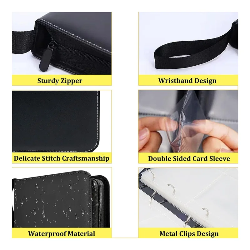 RISEN トレーディングカードバインダー 900 ポケット、9 ポケットカードコレクションバインダー、ゲーム/サッカー/野球カード用 ブラック