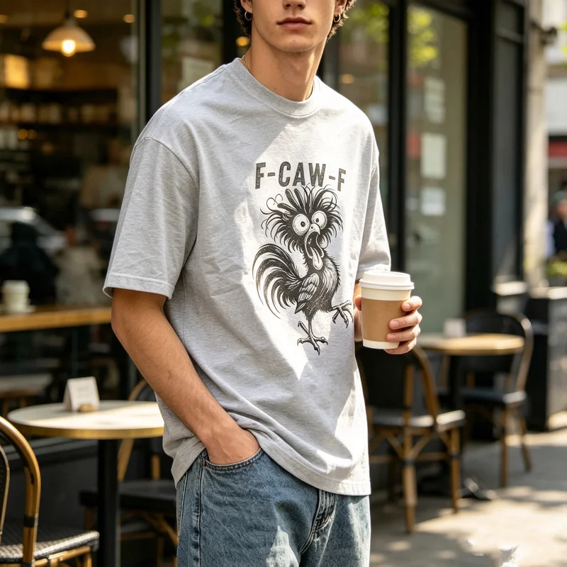 Funny Screaming Rooster F CAW F Graphic T Shirt Men Women Cotton Oversized Short Sleeve Tee Vintage Streetwear Casual Daily Gift