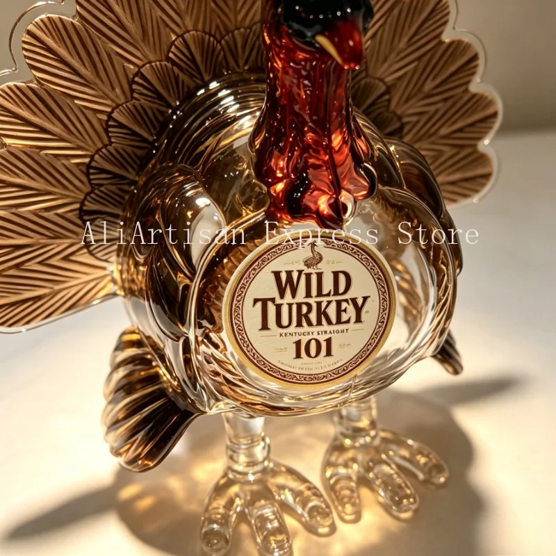 Turkey Shaped Glass Liquor Decanter for Home Bar Decor with Cork Stopper Novelty Empty Bottle Unique Thanksgiving Gift