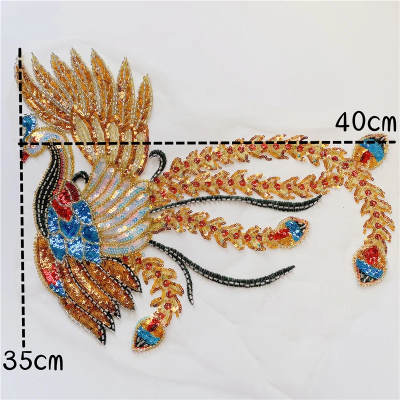 Bunte Perlenstickerei Phoenix Flower Applikation. Cheongsam Dekoration Spitzenaufnäher. Handgefertigtes DIY RS24616 – Detail 2