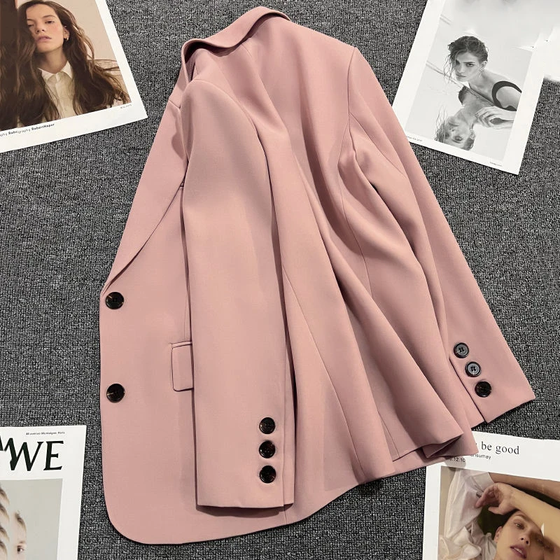 Lucyever Casual Blazers Women Korean Loose Long Sleeve Office Suit Jackets Ladies Fashion High Street Single Breasted Outwear