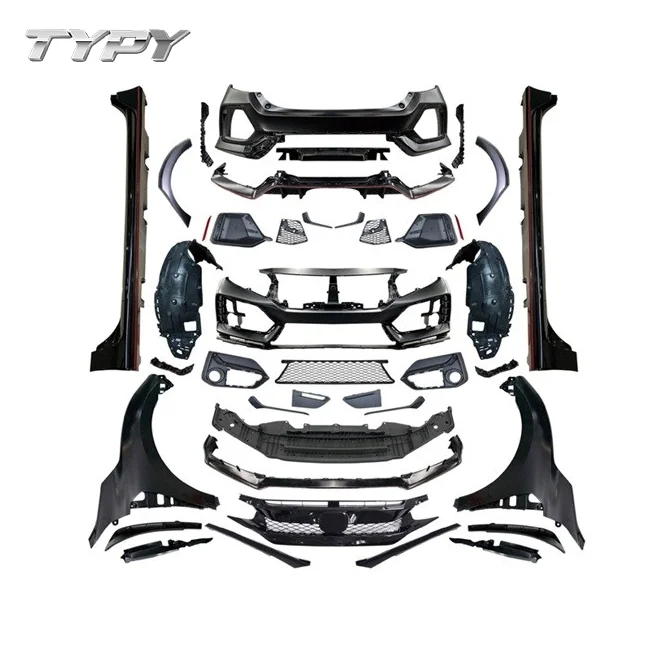 

Car Modified FK8 TypeR Body Kits for Honda 10th Civic 2016-2021 FC1 FK7 Upgrade to FK8 Type-R Wide Style Body Kit