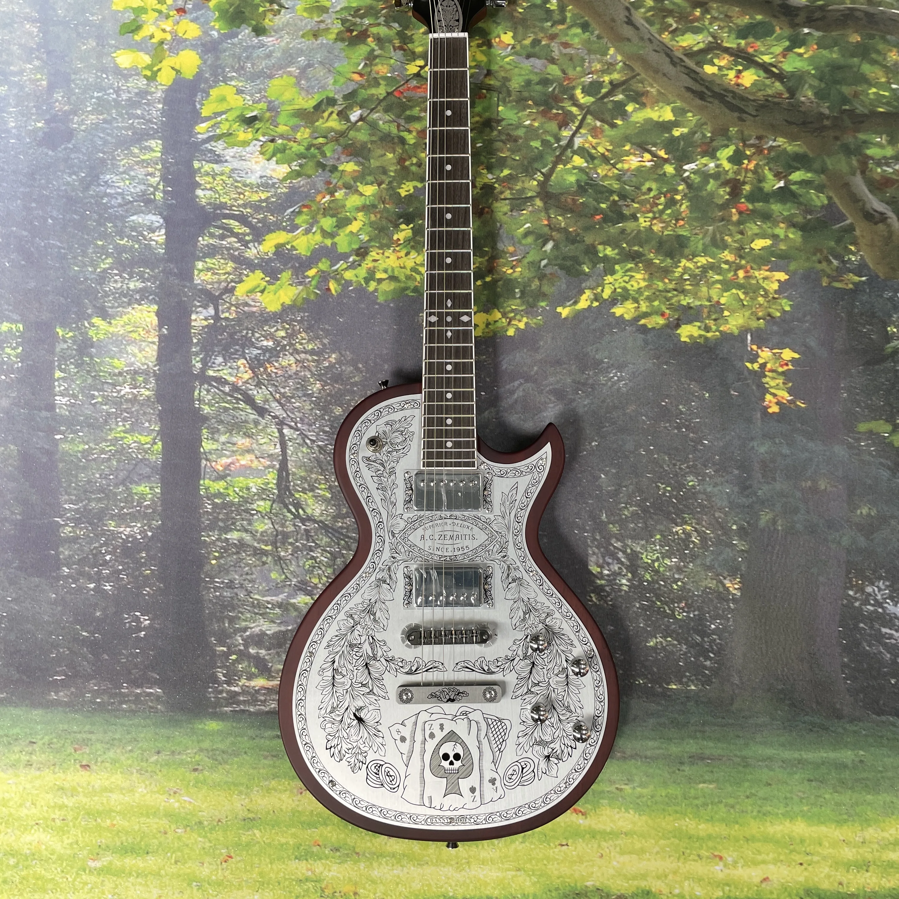 Zemaitis Casimere Металлическая атласная гитара Алюминиевая пластина Палисандр Накладка на гриф Хромированная фурнитура