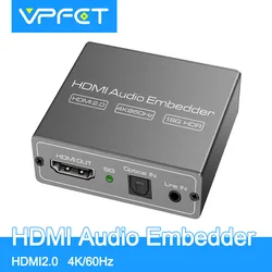 HDMI Audio Embedder Inserter Digital Analogue Audio DVI to HDMI Support TOSLINK Optical 3.5 mm Jack AUX Audio Input 4K60Hz 18G
