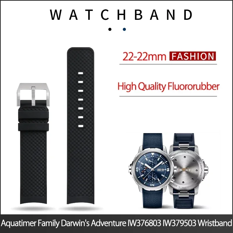 Top Quality Fluororubber Watchband For IWC Strap Aquatimer Family Darwin's Adventure IW376803 IW379503 Wristband Quick Release