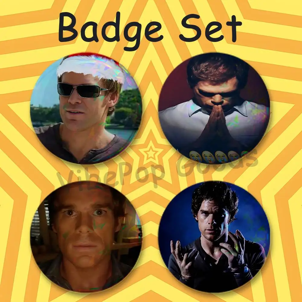 D-Dexter Custom Mini Pill Badge 25mm Button Pins 4-Piece Set 75mm Oversized Pin Badge 2.25 Inch
