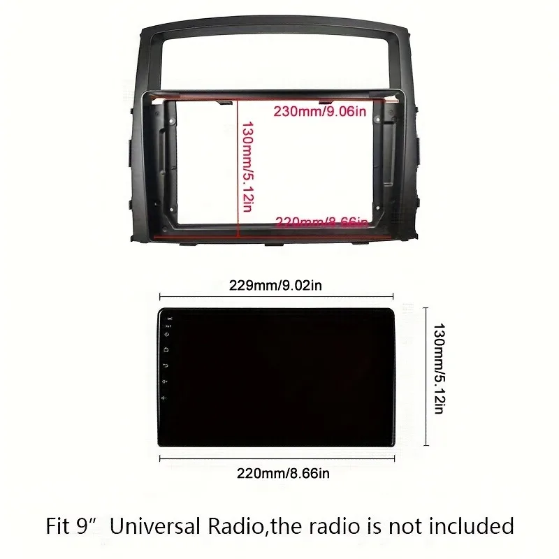 9 Inch Car Radio Fascia for Mitsubishi Pajero 4 for Shogun for Montero 2007+ Auto Stereo Install Dash Panel Frame Kit Mount