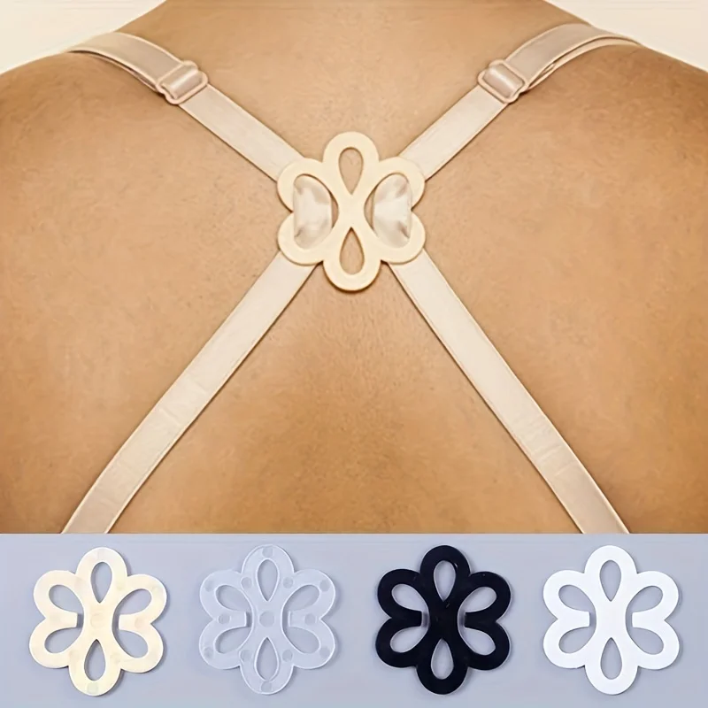 20 CS Flower Shaped Bra Strap Clips, Non-slip Buckles Conceal Bra Straps For Braless Look