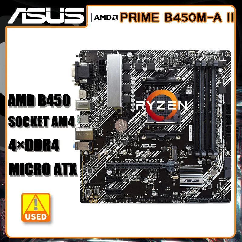 

B450 Motherboard For Ryzen 5 5600 cpus ASUS PRIME B450M-A II Motherboard DDR4 128GB SATA III PCI-E 3.0 M.2 USB3.2 HDMI Micro A