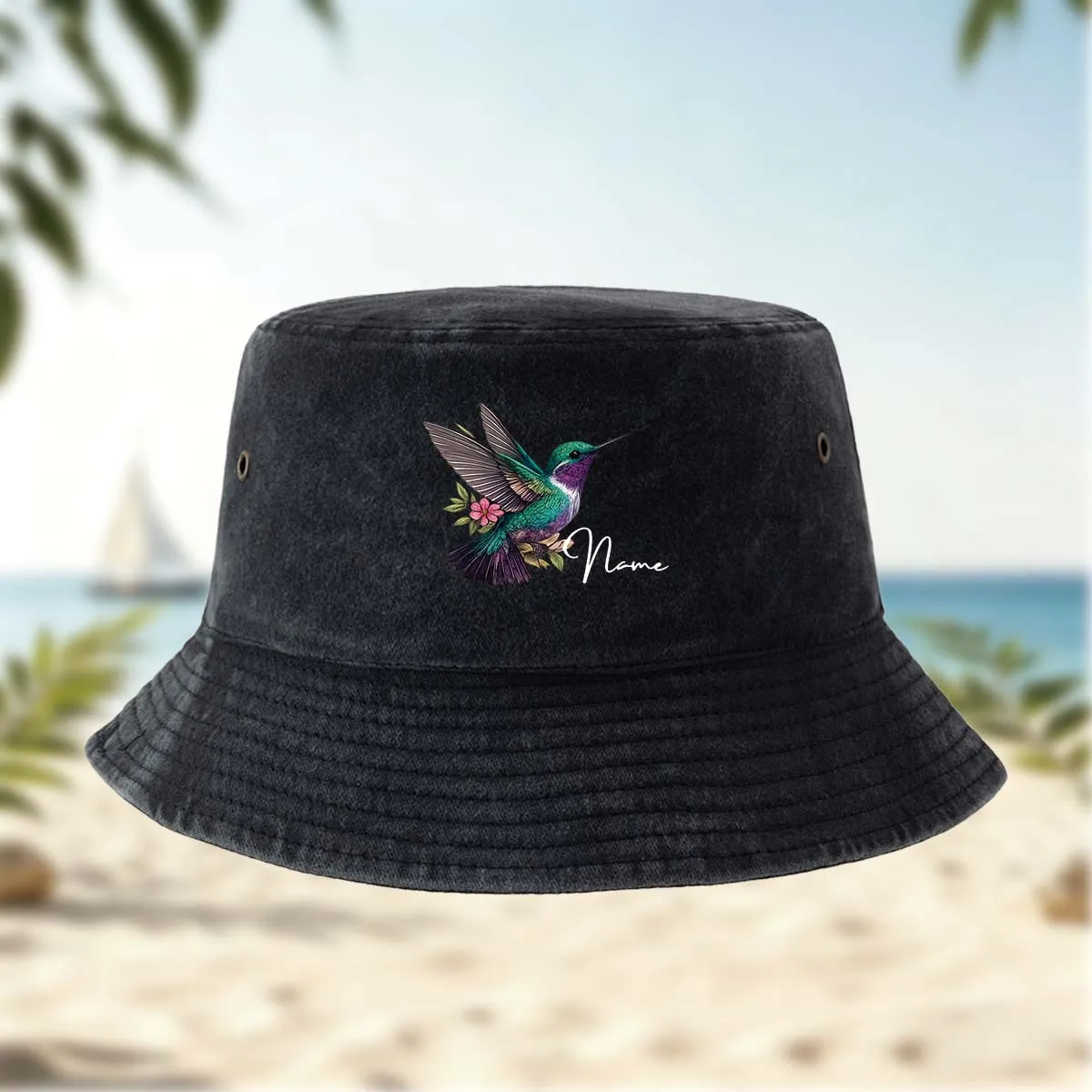 A High-quality Printed Hummingbird Pattern Bucket Hat, Unisex Basin Hat, All-season Casual Hat, Hip-hop Hat, Fishing Hat, and Tr