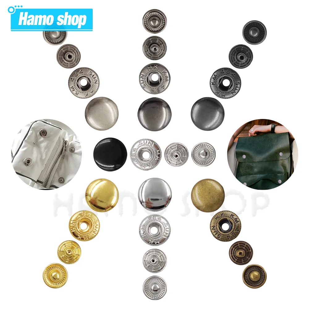 100 Set 10-20mm Metal Snaps Fasteners Snap Button Cloth Press Buttons For Leathercraft Clothes Garment Bag Shoes Wallet Supplies