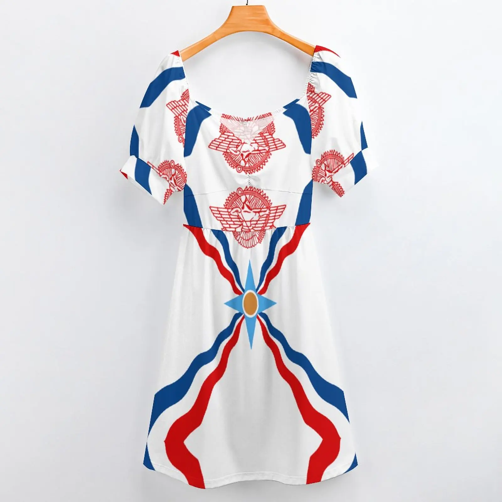 Assyrian Flag Casual Dress Street Style Dresses Sexy V Neck Modern Pattern Dress Large Size