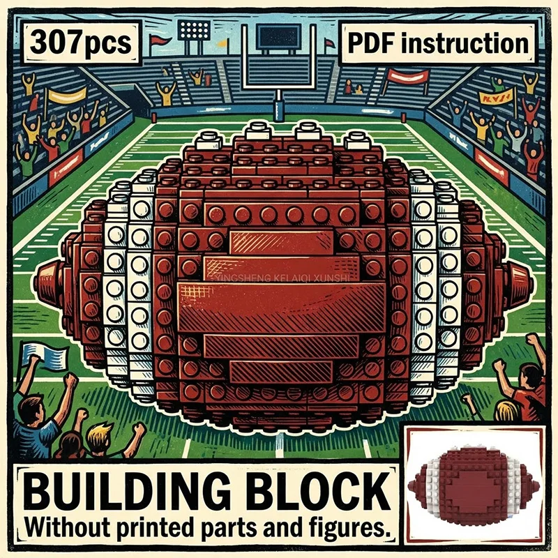 DIY Sports Match Game Ball Construction Set Rugby Athlete Fan Gift Building Bricks Toy