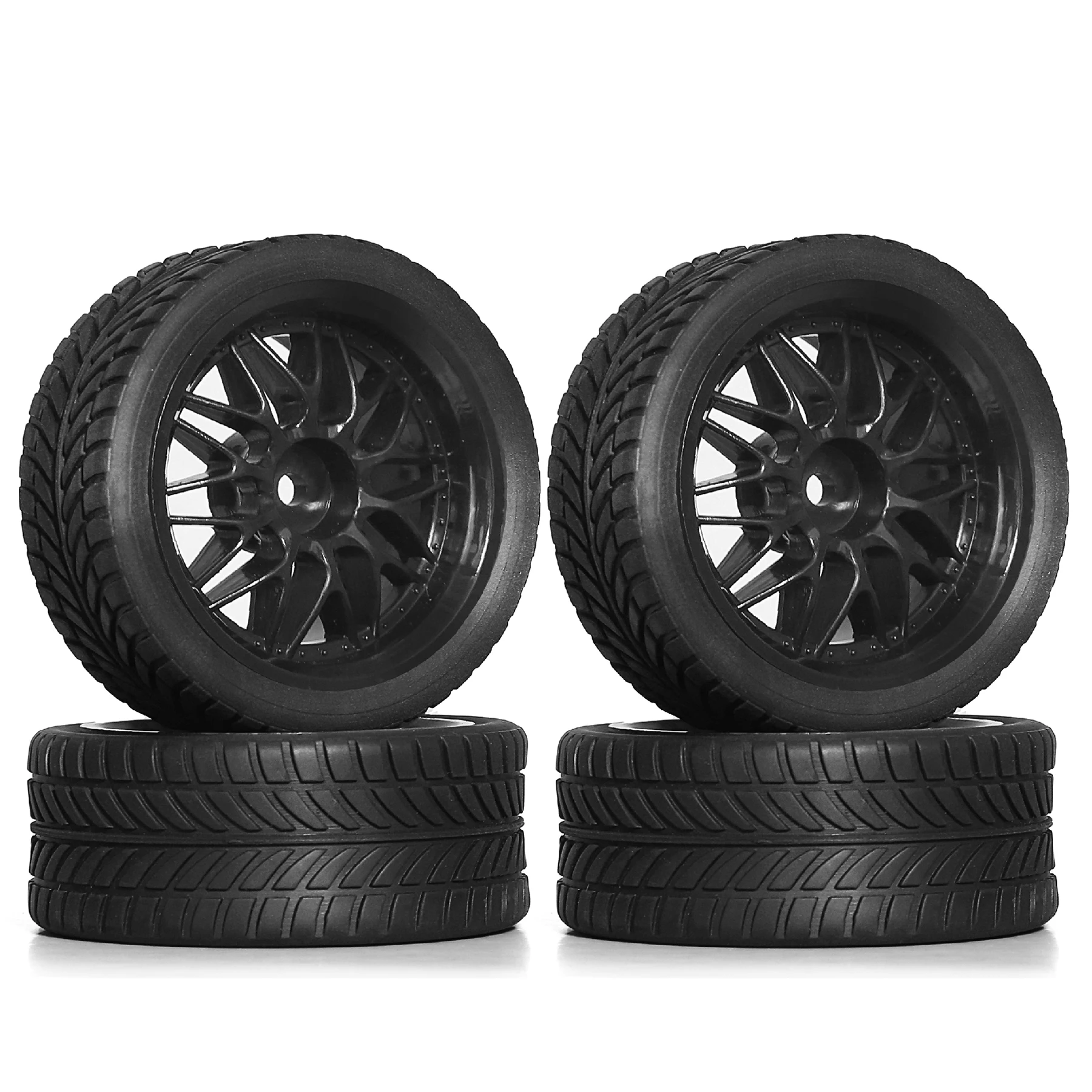 4pcs 65mm Wheel Tyres Tires 12mm Hex Blue Rim Durable Rubber for 1/10 1/12 1/14 RC Car Racing Competitable Wltoys 144001