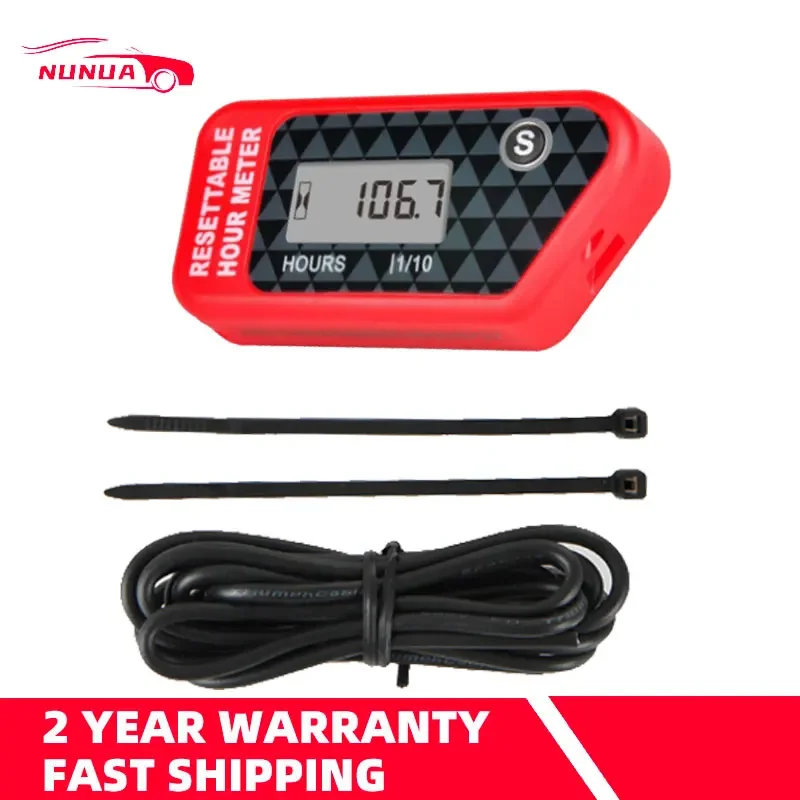 

Waterproof LCD Resettable Hour Meter Counter Maintenance Reminder In Black/Red Fit Motorcycle/ATV/Motorboat/Lawn Mower