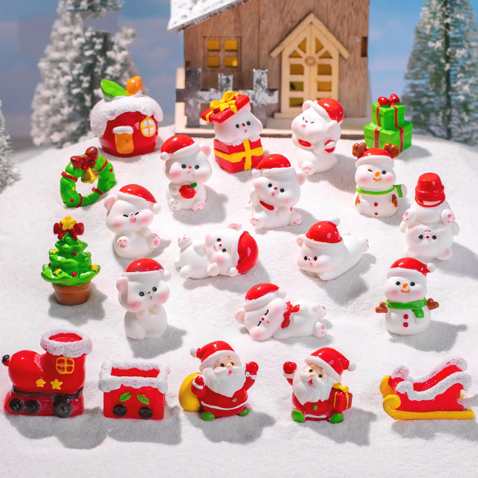 Resin Cute Micro Landscape Miniature Home Decoration Multicolor Christmas Snowman Santa Claus Ornaments Mini Model Garden, 1 PCs