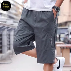 Pantalones cortos de algodón 100% para hombre, Shorts informales holgados con múltiples bolsillos, talla grande, 6XL