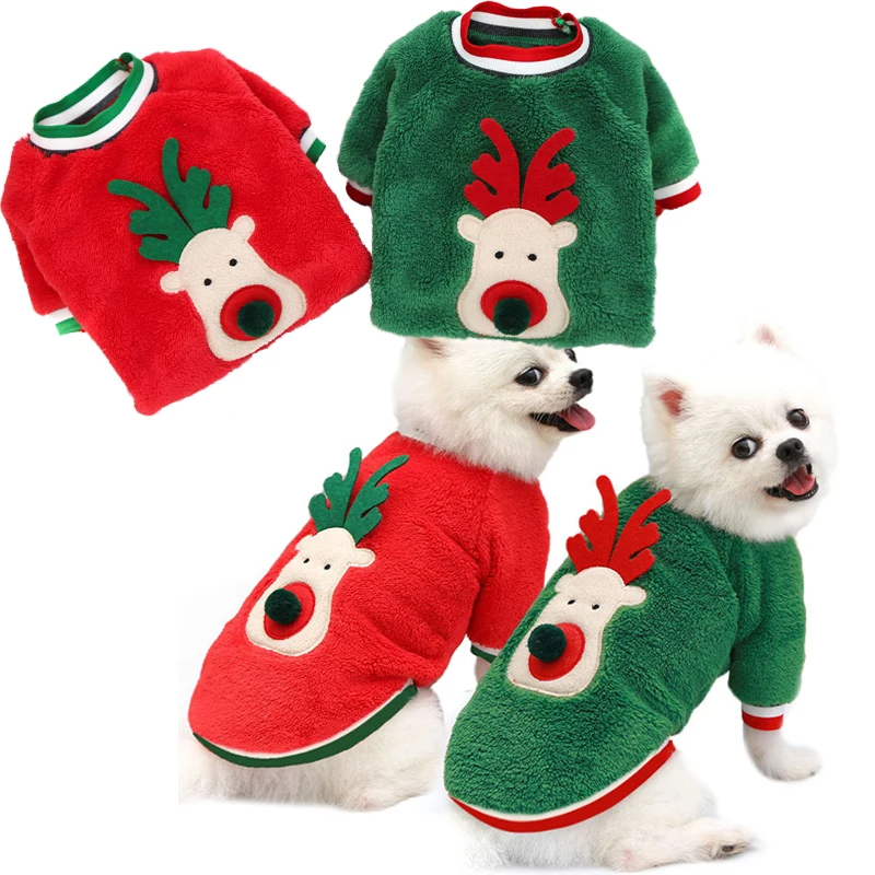 

Cat pet clothing coral fleece dog hoodies Christmas clothes outings winter cotton-padded clothes two-legged supplies for cats