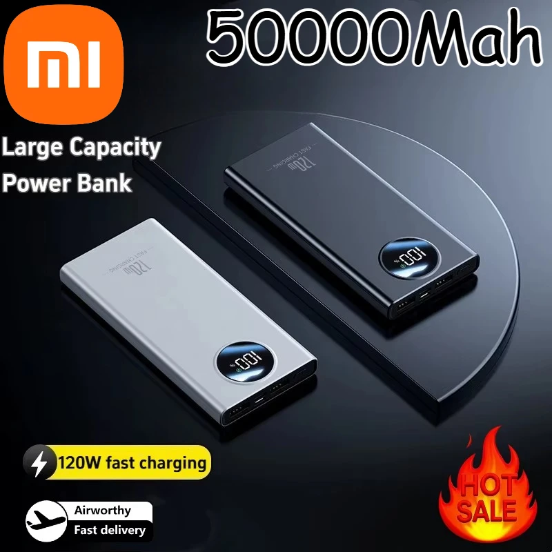 

Xiaomi 50000mAh Power Bank Large Capacity Digital Display Super 120W Fast Charging Mobile Power Bank for iPhone Huawei Samsung