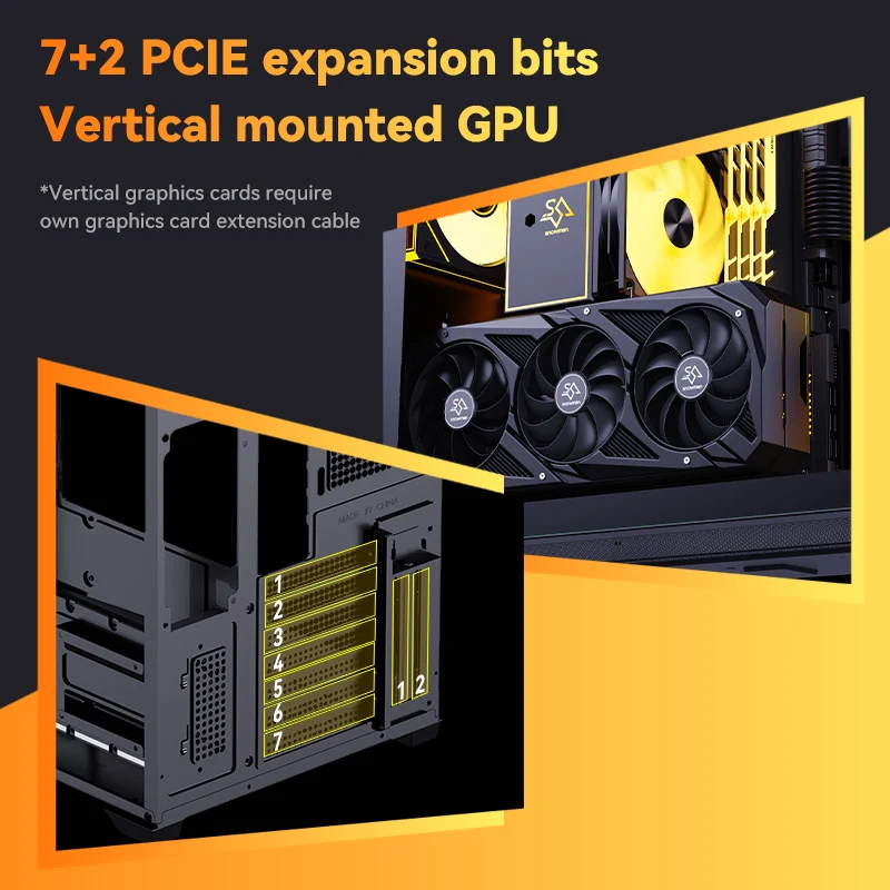 تصميم جديد CS015 Pro حافظة كمبيوتر واسعة لتدفق الهواء العالي مع زجاج مقسى كامل الرؤية لـ ATX / M-ATX / Mini-ITX