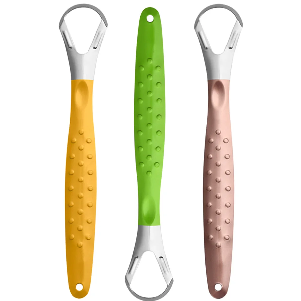 3-teiliges Zungenschaber-Reinigungswerkzeug aus Edelstahl für Erwachsene, effektive Beschichtungsentfernung, ergonomischer Griff, Zungenschaber für Erwachsene