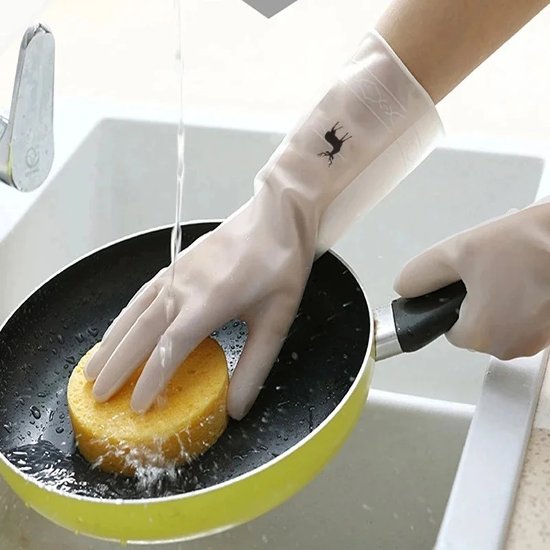 

1 Pair/Kitchen Dishwashing Gloves Durable Type Dishwashing Rubber Rubber Leather Housework Household
